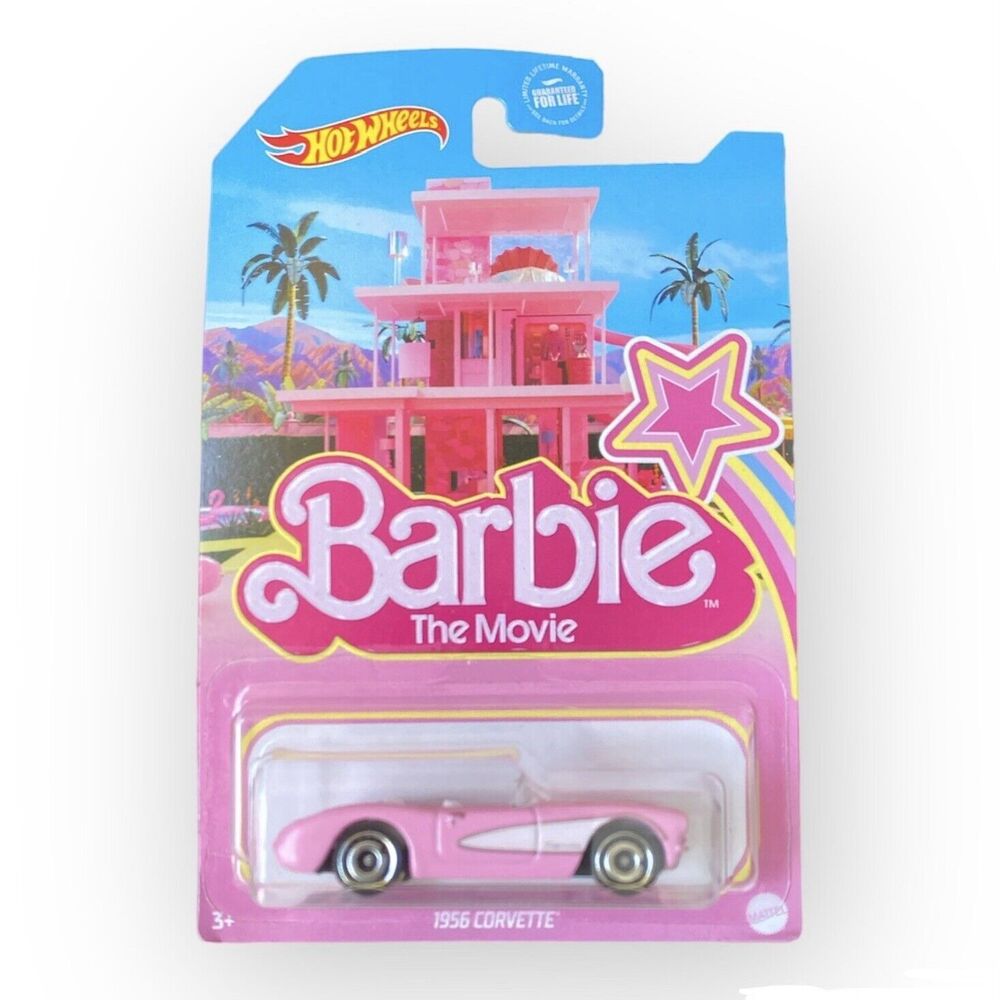 BARBIE HOT WHEELS Car The Movie 1956 Pink Corvette Toy 1:64 Scale Diecast Metal